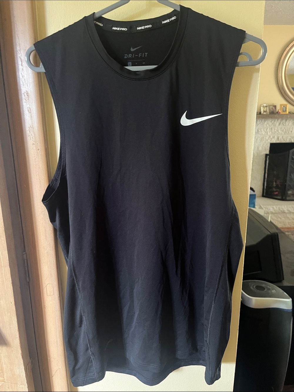 Nike Black Sleeveless Dri-FIT Workout Tank with White Swoosh